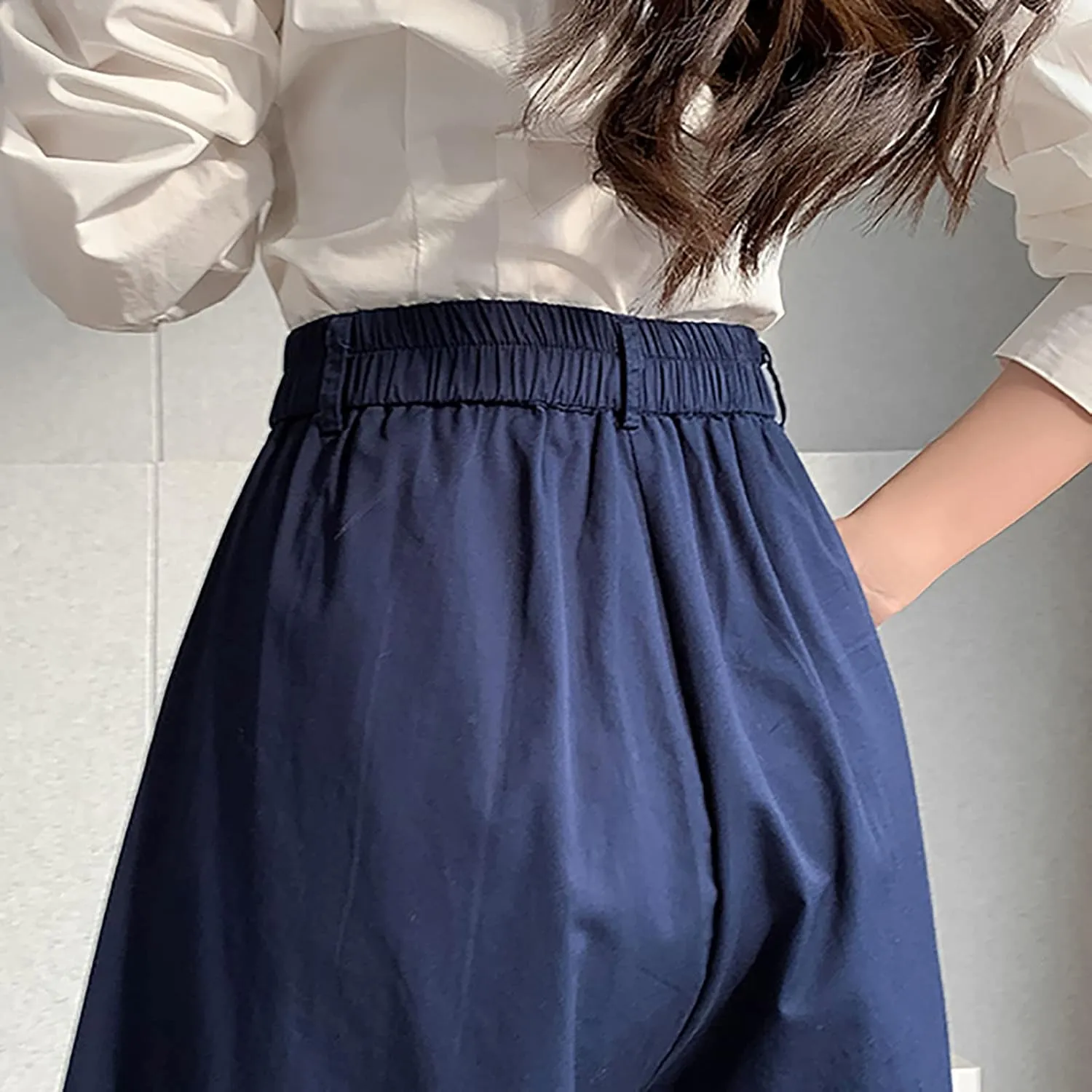 Uillui Women's Wide Leg Capri Palazzo Pants High Waist Loose Fit Casual Crop Flowy Pants Cute Summer Skirt Pants Culottes
