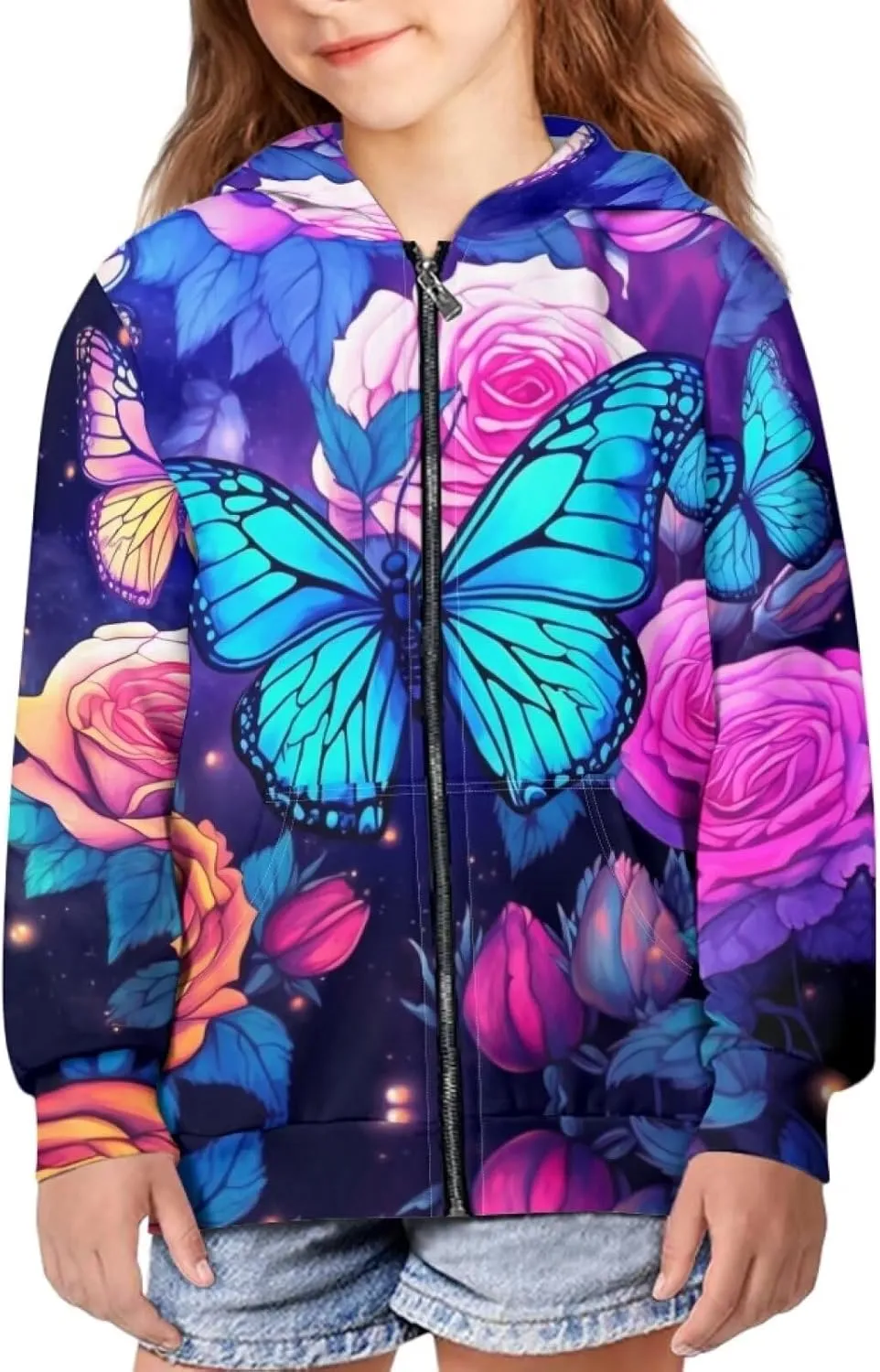 Upetstory Girls Boys Fashion Hoodies Sweatshirts Full Zip Up for Kids Clothing