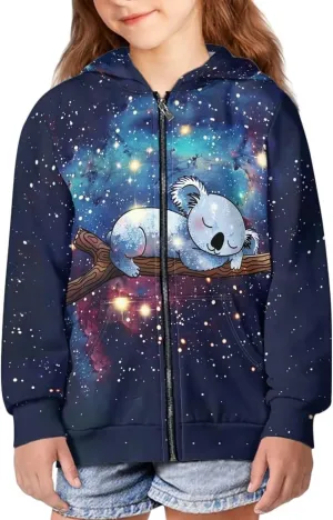Upetstory Girls Boys Fashion Hoodies Sweatshirts Full Zip Up for Kids Clothing