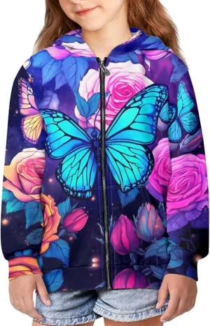 Upetstory Girls Boys Fashion Hoodies Sweatshirts Full Zip Up for Kids Clothing