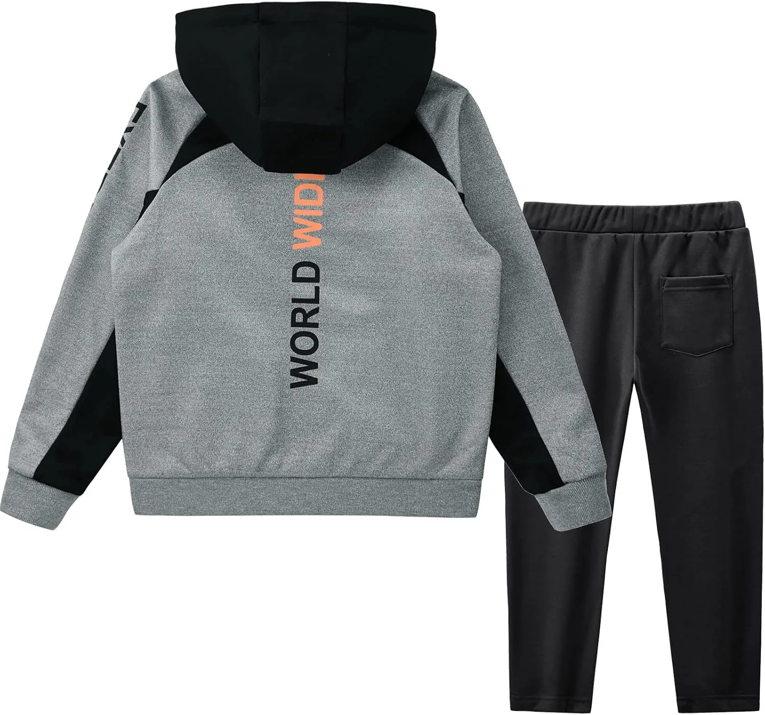 W JIANWANG Boys' Activewear Kids Clothing Sets Full Zip Fleece Brush Tracksuits Active Jackets and Pants 2 Piece 2-8 Years