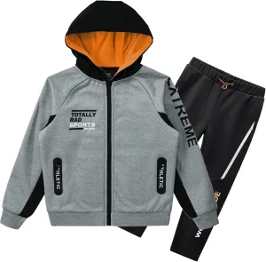 W JIANWANG Boys' Activewear Kids Clothing Sets Full Zip Fleece Brush Tracksuits Active Jackets and Pants 2 Piece 2-8 Years