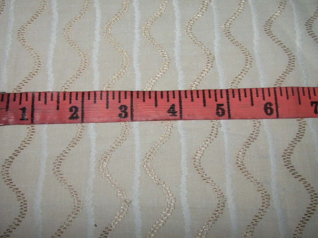 White cotton metallic jacquard fabric 44'' by the yard [11144]
