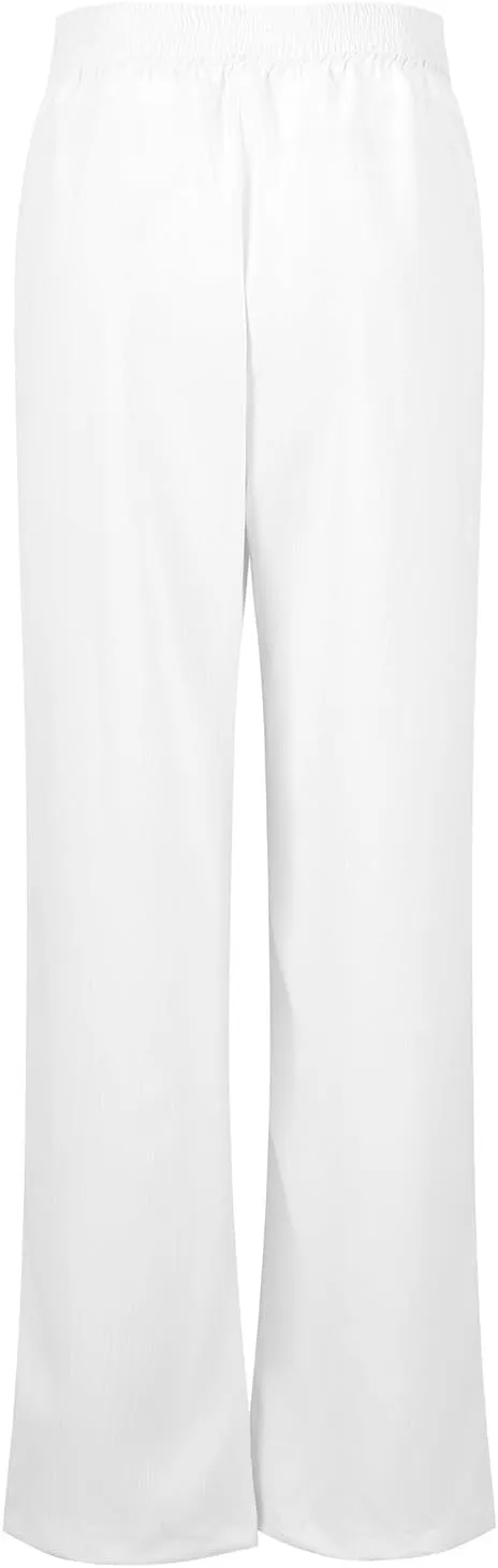 Wide Leg Palazzo Pants for Women Casual Beach Flowy Linen Pants Crossover High Waisted Long Lounge Pants with Pockets