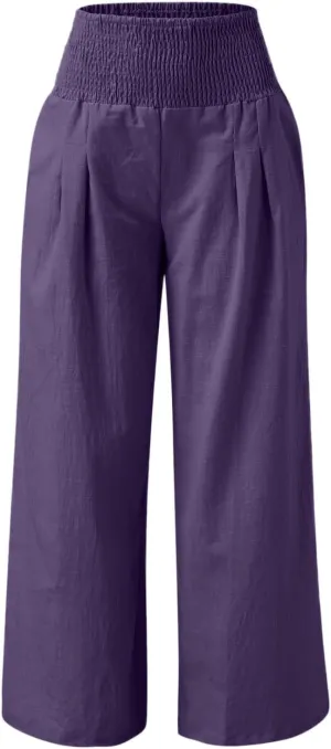 Wide Leg Pants for Women with Pockets Casual High Waisted Straight Leg Palazzo Pant Loose Solid Lounge Trousers