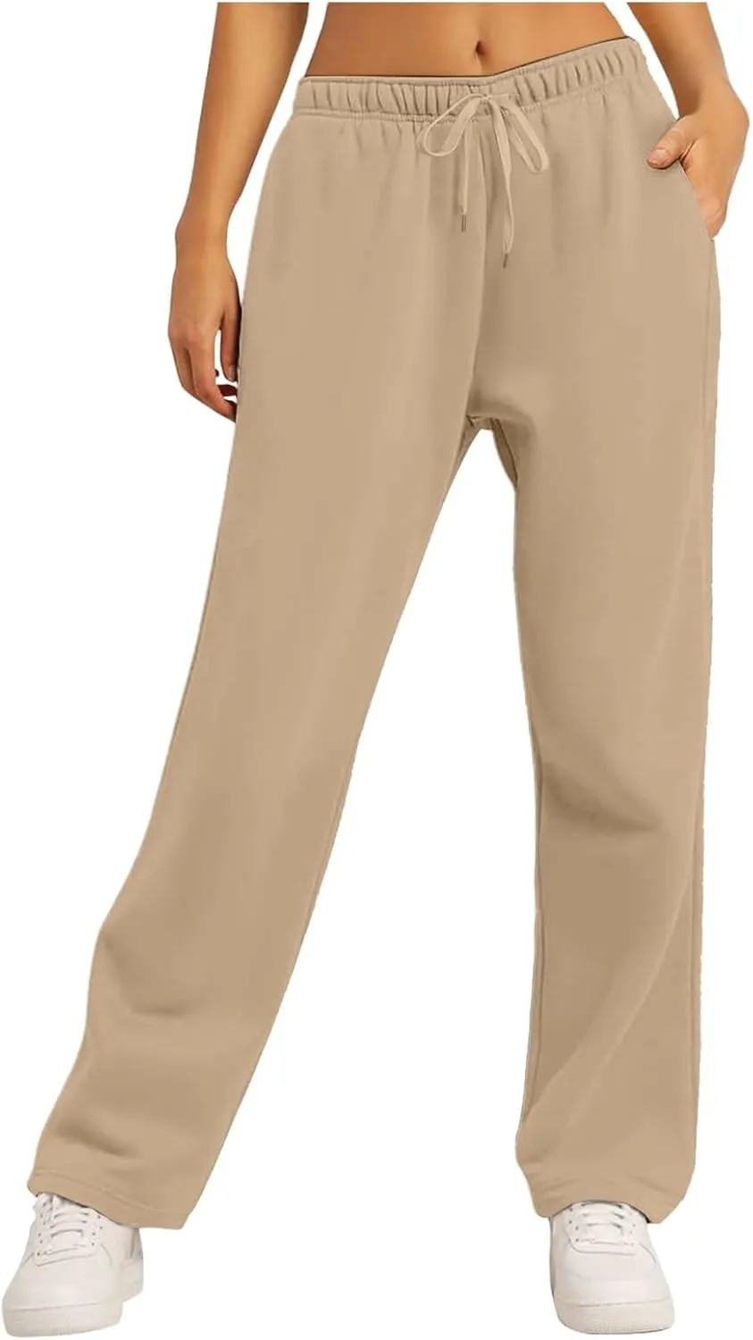 Wide Leg Sweatpants Women Petite Sweatpants for Women Elastic High Waisted Drawstring Loose Pants with Pockets