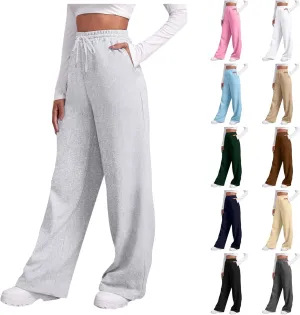 Wide Leg Sweatpants Women Petite Sweatpants for Women Elastic High Waisted Drawstring Loose Pants with Pockets