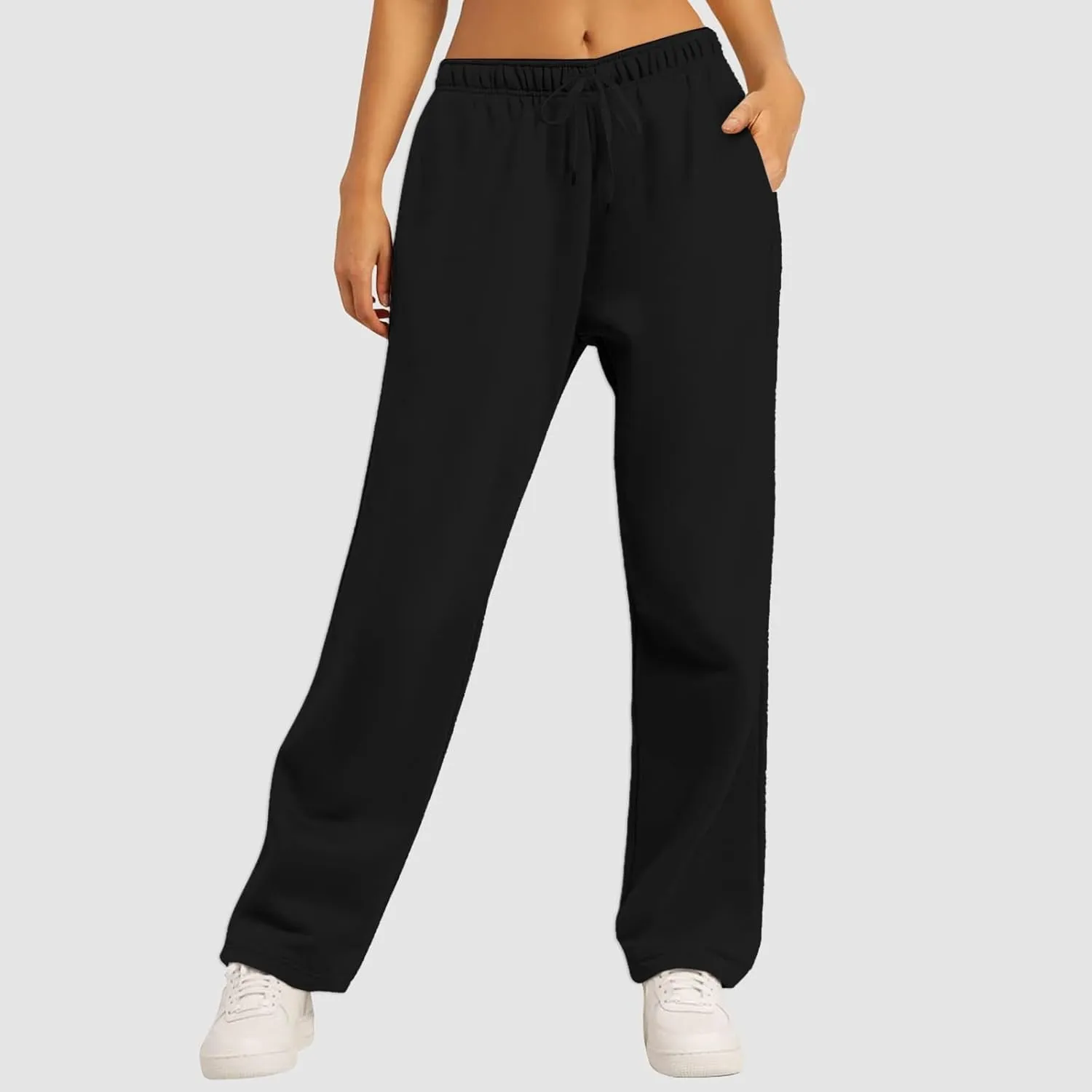 Wide Leg Sweatpants Women Petite Sweatpants for Women Elastic High Waisted Drawstring Loose Pants with Pockets