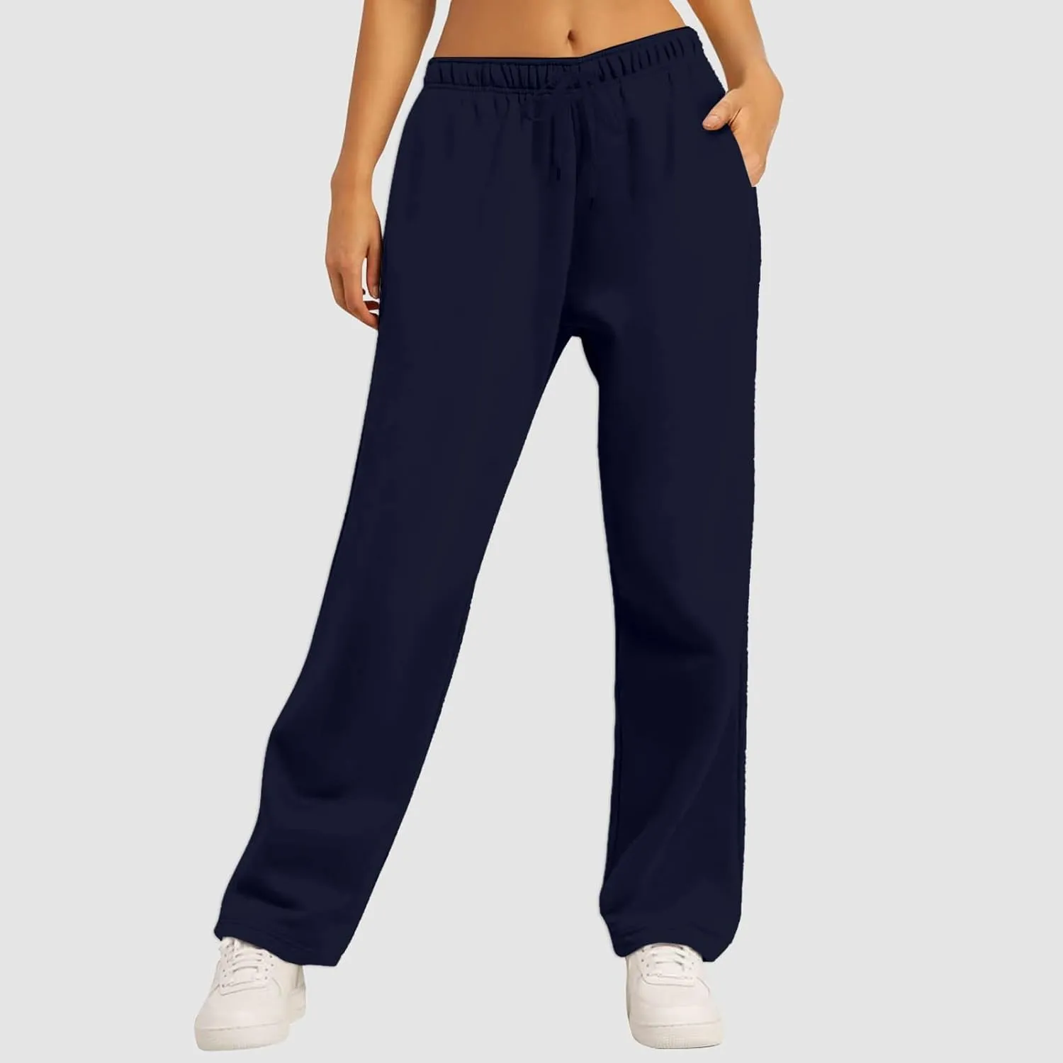 Wide Leg Sweatpants Women Petite Sweatpants for Women Elastic High Waisted Drawstring Loose Pants with Pockets