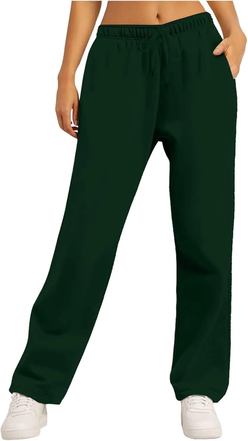 Wide Leg Sweatpants Women Petite Sweatpants for Women Elastic High Waisted Drawstring Loose Pants with Pockets