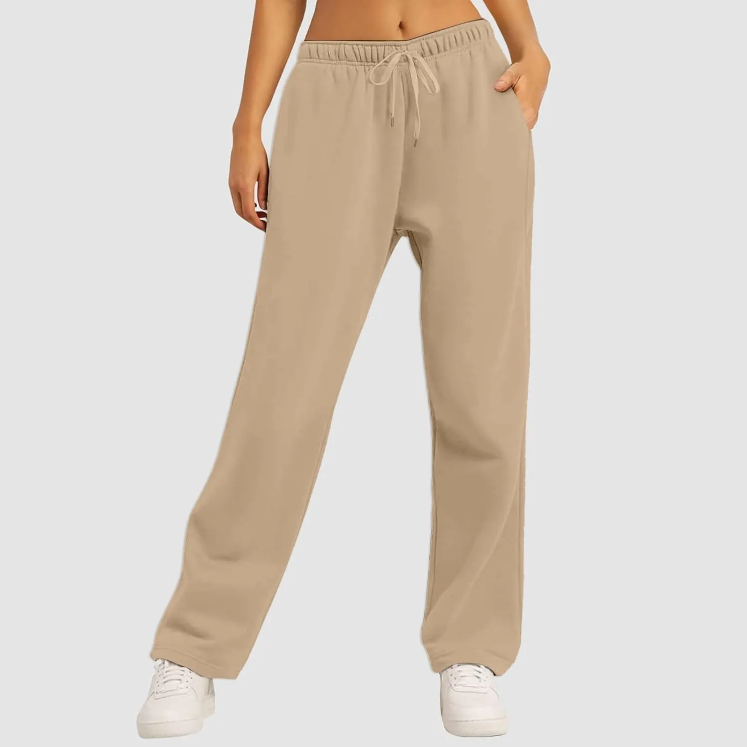 Wide Leg Sweatpants Women Petite Sweatpants for Women Elastic High Waisted Drawstring Loose Pants with Pockets