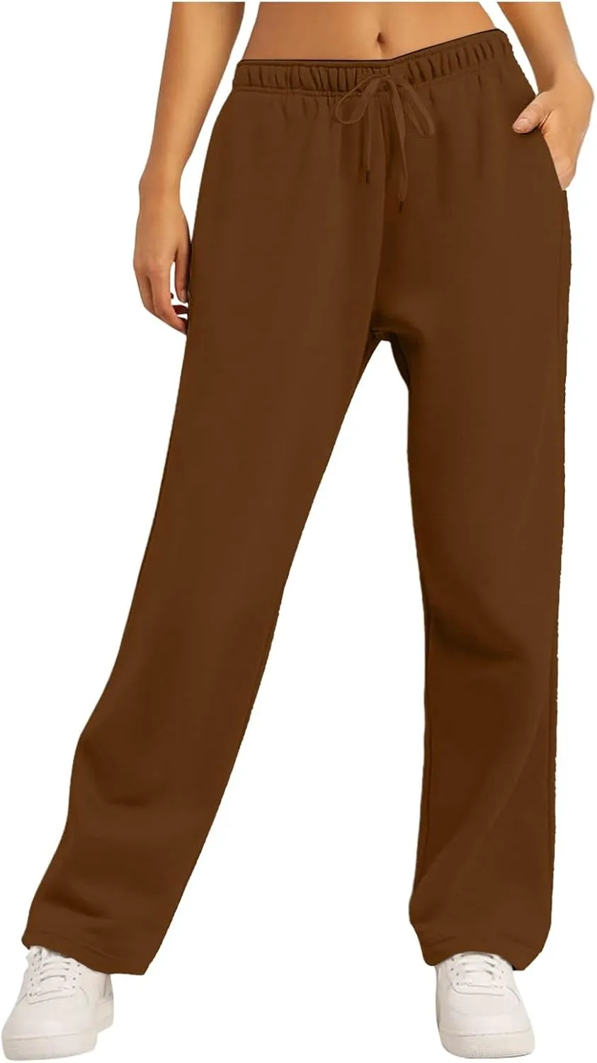 Wide Leg Sweatpants Women Petite Sweatpants for Women Elastic High Waisted Drawstring Loose Pants with Pockets