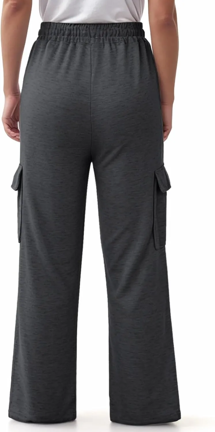 Wide Leg Sweatpants Women Womens Cargo Sweatpants Wide Leg Fleece Lined Y2k Pants Fall Winter Baggy Joggers with Pockets