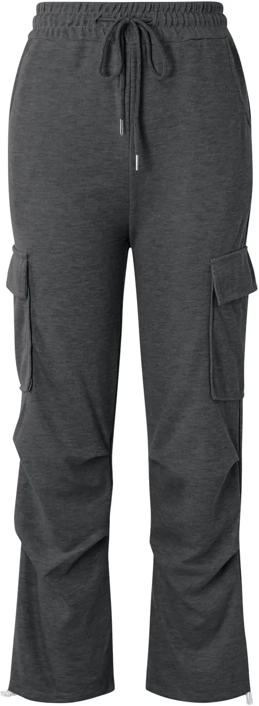 Wide Leg Sweatpants Women Womens Cargo Sweatpants Wide Leg Fleece Lined Y2k Pants Fall Winter Baggy Joggers with Pockets