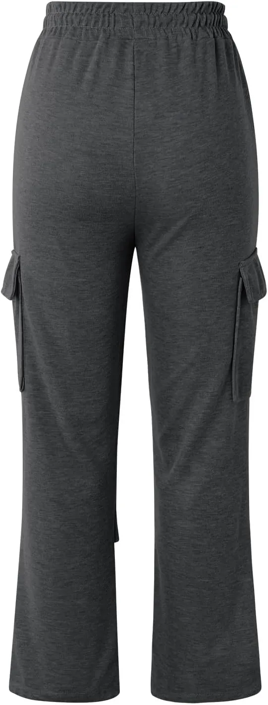 Wide Leg Sweatpants Women Womens Cargo Sweatpants Wide Leg Fleece Lined Y2k Pants Fall Winter Baggy Joggers with Pockets