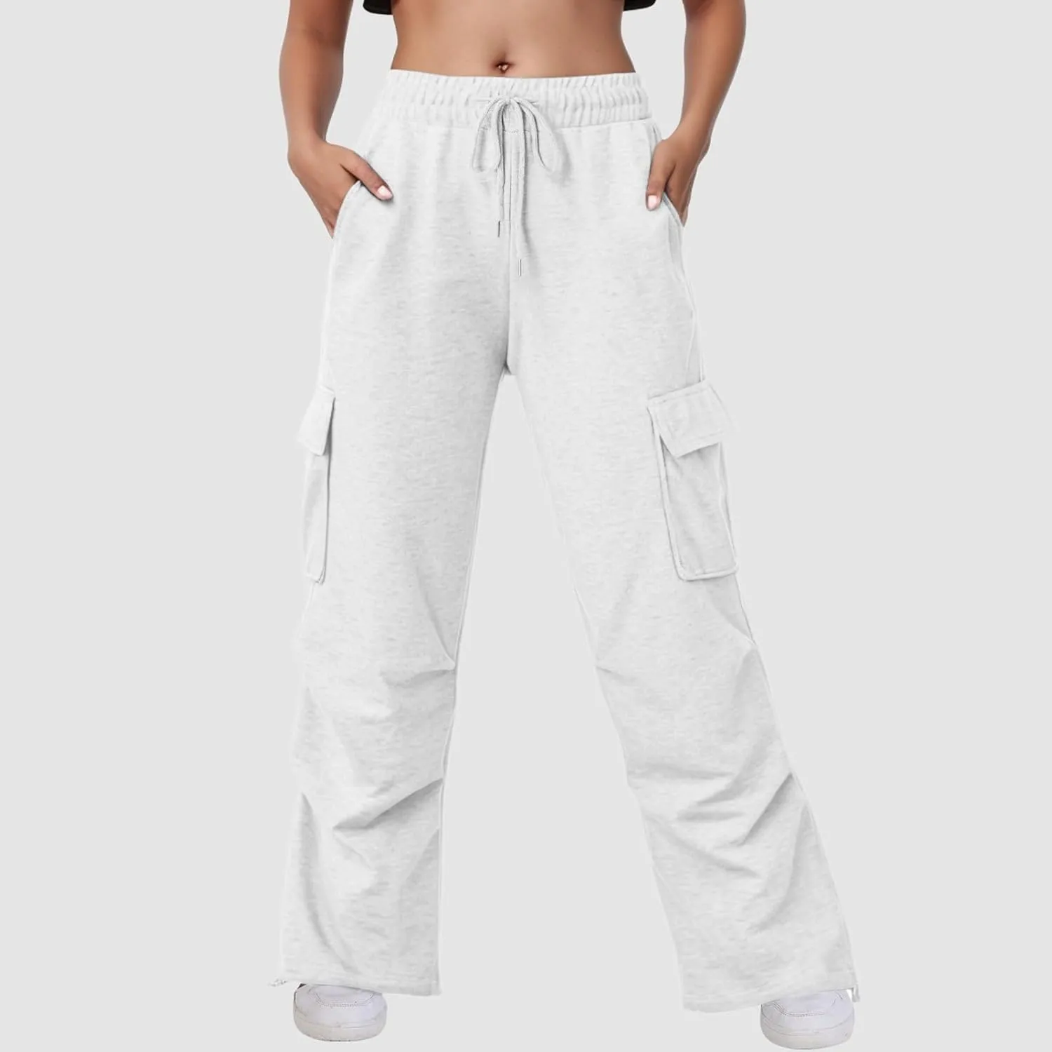 Wide Leg Sweatpants Women Womens Cargo Sweatpants Wide Leg Fleece Lined Y2k Pants Fall Winter Baggy Joggers with Pockets