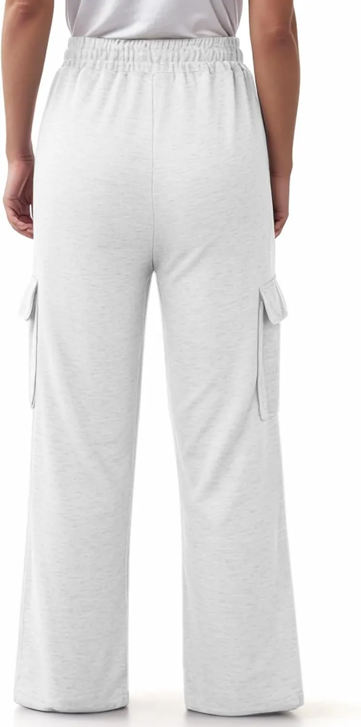 Wide Leg Sweatpants Women Womens Cargo Sweatpants Wide Leg Fleece Lined Y2k Pants Fall Winter Baggy Joggers with Pockets