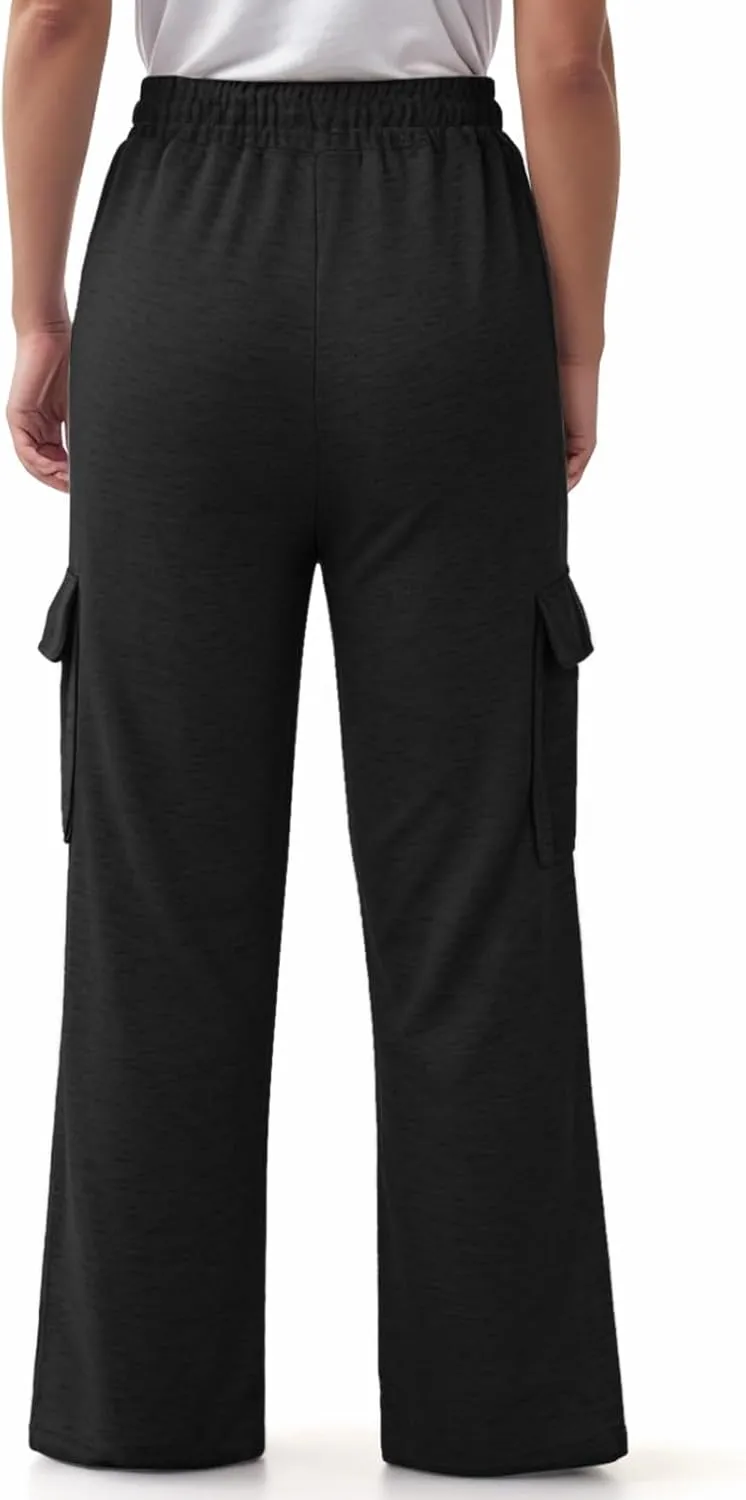 Wide Leg Sweatpants Women Womens Cargo Sweatpants Wide Leg Fleece Lined Y2k Pants Fall Winter Baggy Joggers with Pockets