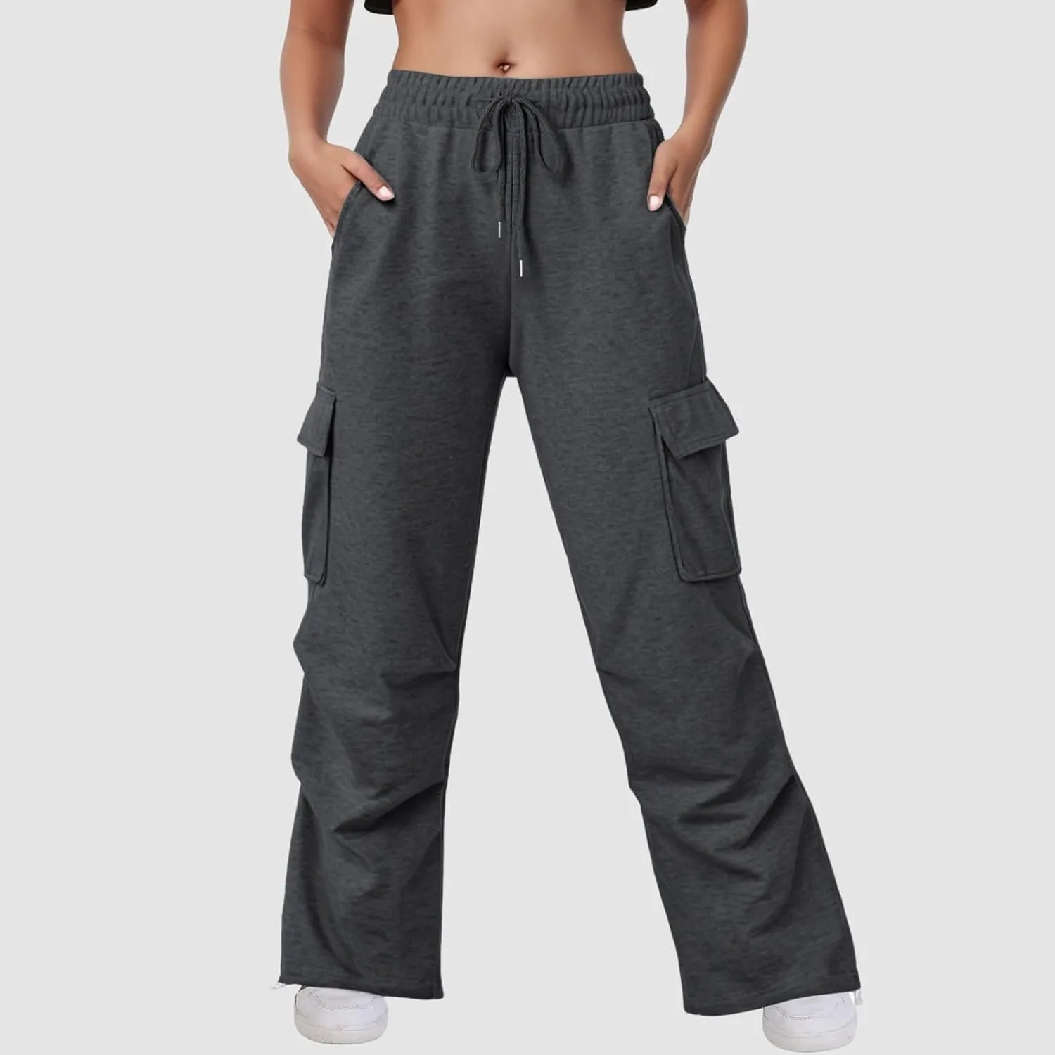Wide Leg Sweatpants Women Womens Cargo Sweatpants Wide Leg Fleece Lined Y2k Pants Fall Winter Baggy Joggers with Pockets