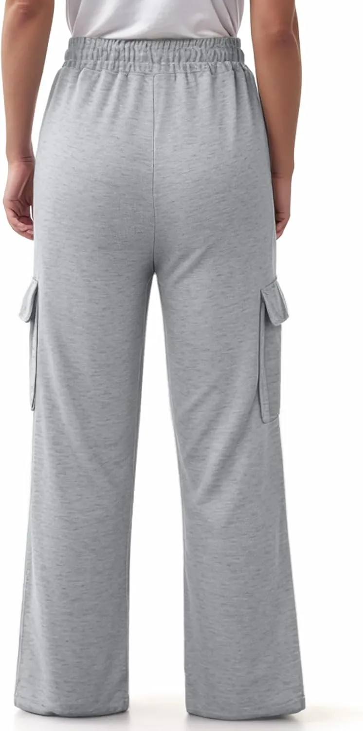 Wide Leg Sweatpants Women Womens Cargo Sweatpants Wide Leg Fleece Lined Y2k Pants Fall Winter Baggy Joggers with Pockets
