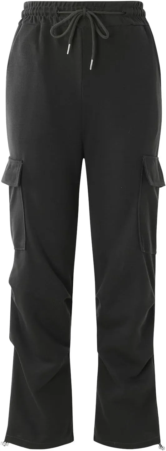 Wide Leg Sweatpants Women Womens Cargo Sweatpants Wide Leg Fleece Lined Y2k Pants Fall Winter Baggy Joggers with Pockets