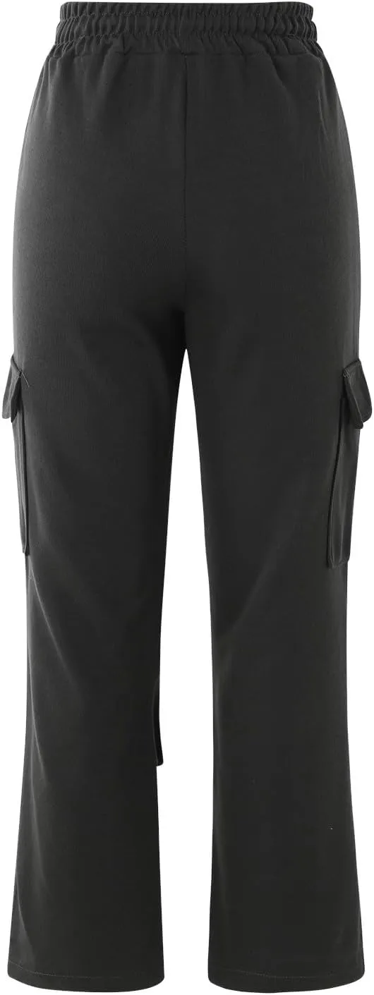 Wide Leg Sweatpants Women Womens Cargo Sweatpants Wide Leg Fleece Lined Y2k Pants Fall Winter Baggy Joggers with Pockets
