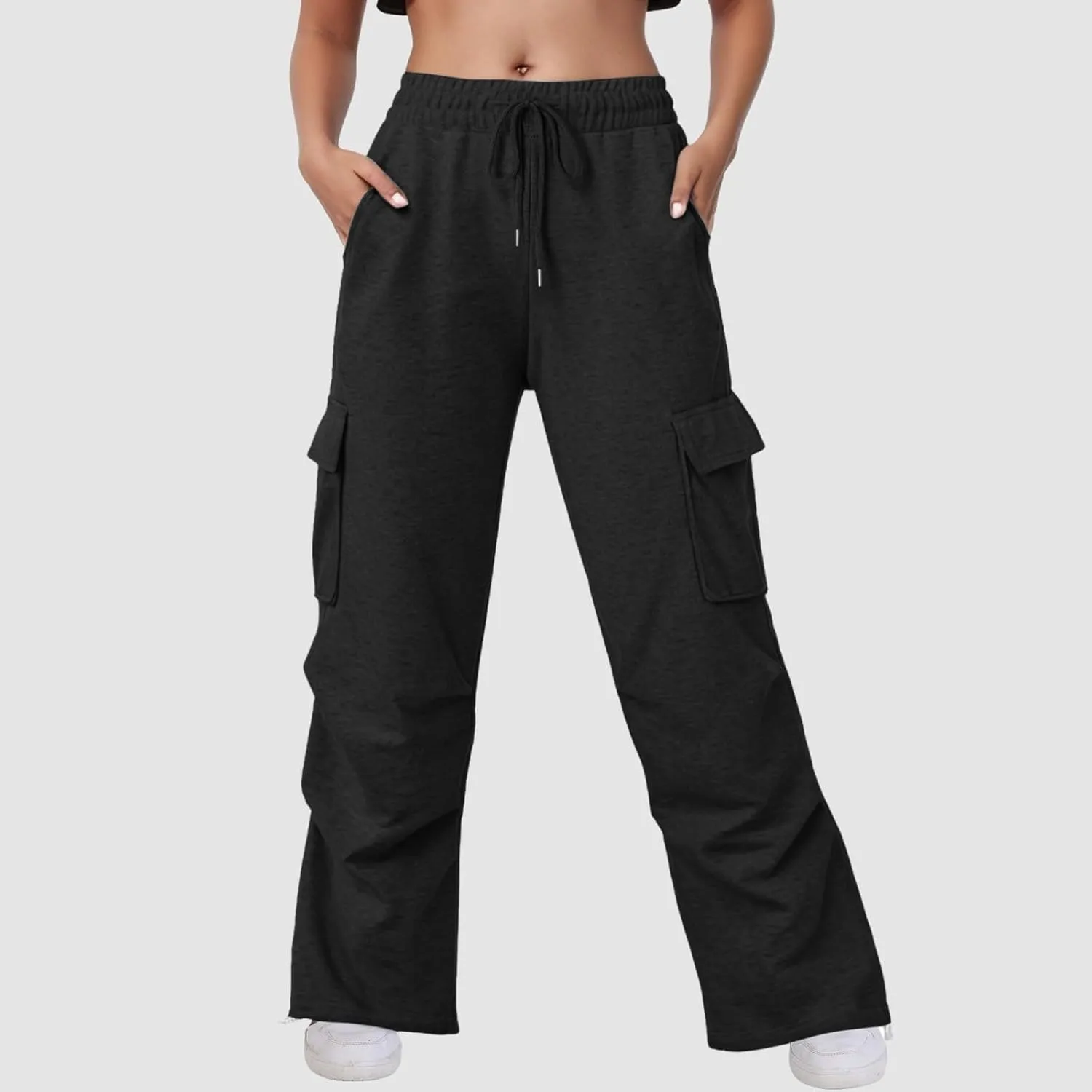 Wide Leg Sweatpants Women Womens Cargo Sweatpants Wide Leg Fleece Lined Y2k Pants Fall Winter Baggy Joggers with Pockets
