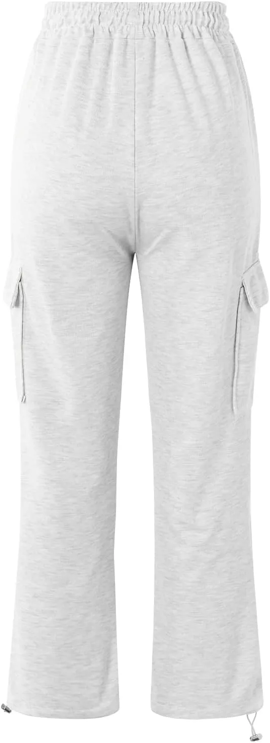 Wide Leg Sweatpants Women Womens Cargo Sweatpants Wide Leg Fleece Lined Y2k Pants Fall Winter Baggy Joggers with Pockets