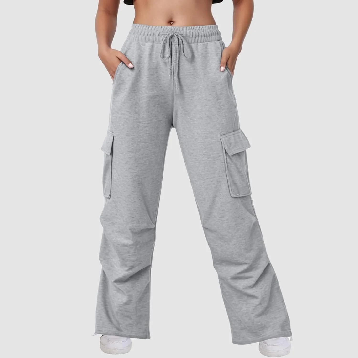 Wide Leg Sweatpants Women Womens Cargo Sweatpants Wide Leg Fleece Lined Y2k Pants Fall Winter Baggy Joggers with Pockets