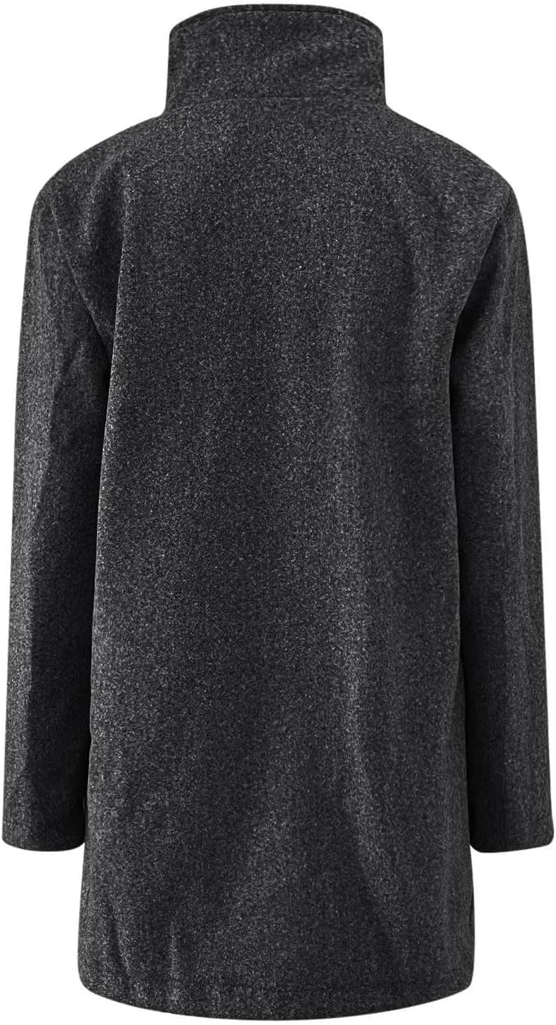 Winter Long Pea Coats for Women Wool Blend Stand Collar Single Breasted Blazer Jacket 2025 Casual Peacoat Overcoat
