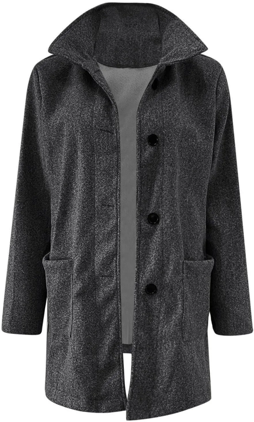 Winter Long Pea Coats for Women Wool Blend Stand Collar Single Breasted Blazer Jacket 2025 Casual Peacoat Overcoat