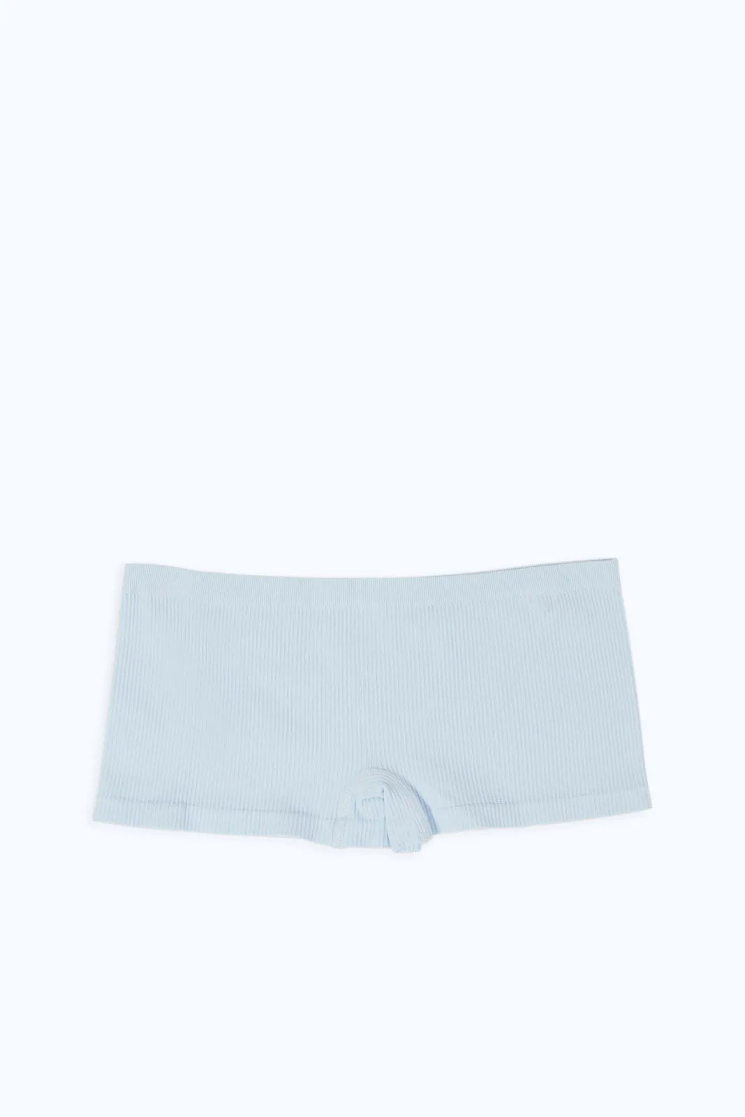 Women Blue Ribbed Boy Leg Brief