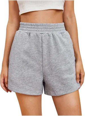 Women's Athletic Fit Terry Shorts Loose Comfy Yoga Jogger Sweat Cotton Shorts Pant High Waist Running Lounge Shorts