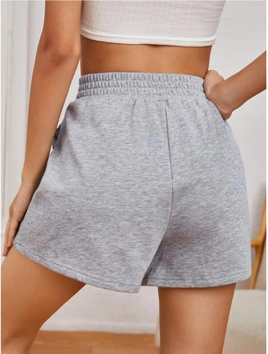 Women's Athletic Fit Terry Shorts Loose Comfy Yoga Jogger Sweat Cotton Shorts Pant High Waist Running Lounge Shorts