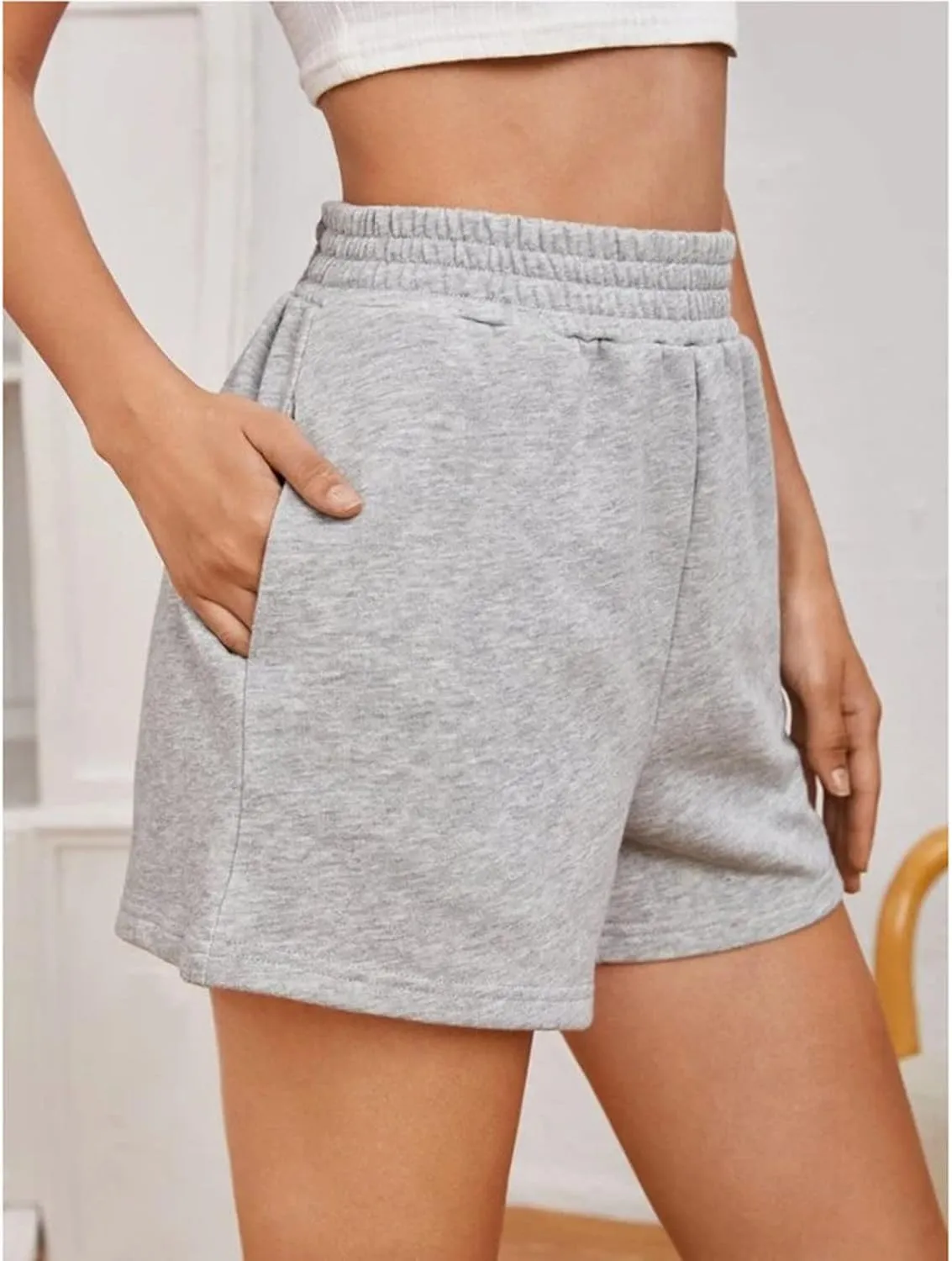 Women's Athletic Fit Terry Shorts Loose Comfy Yoga Jogger Sweat Cotton Shorts Pant High Waist Running Lounge Shorts