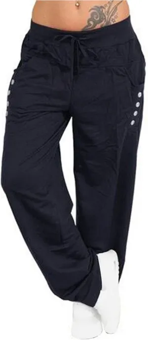 Women's Baggy Sweatpants Casual Size Elastic Waistband Cinch Bottom Joggers Pants Active Long Trousers with Pockets