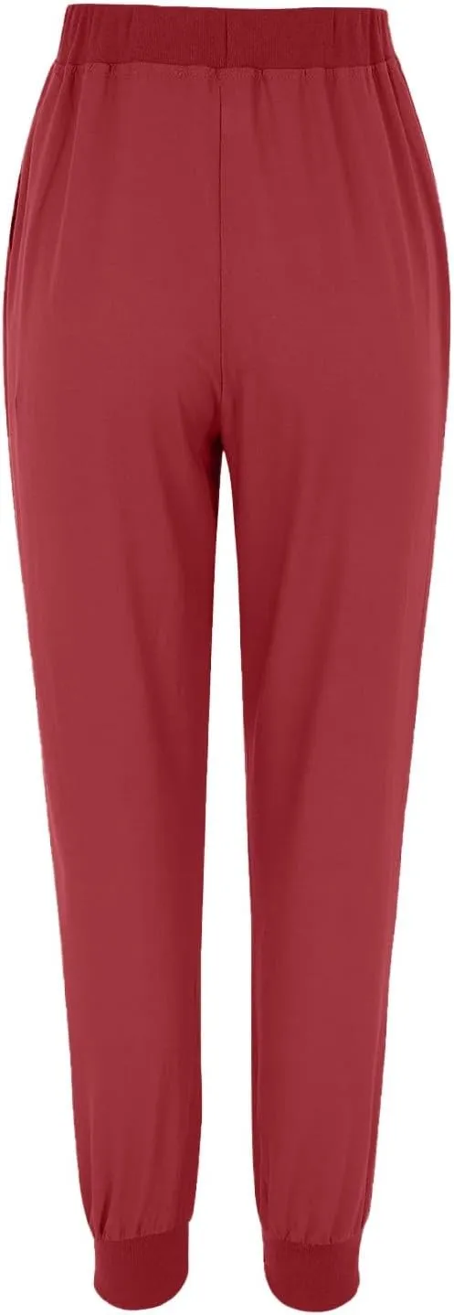 Women's Casual Lantern Harem Loose Capris Pants High Waisted Drawstring Fashion Lounge Slacks Trousers with Pockets