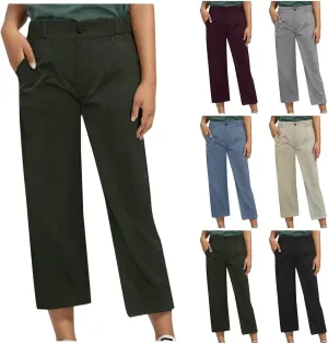 Women's High Waisted Pants Straight Leg Casual Trousers Slim Baggy Sweatpants Solid Color Slacks Trendy Work Pants