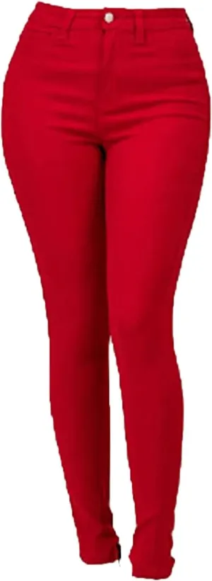 Women's Jean Look Stretchy Jeggings Solid Color High Waist Legging Plus Size Slim Fit Skinny Jeans Pencil Pants Pocket