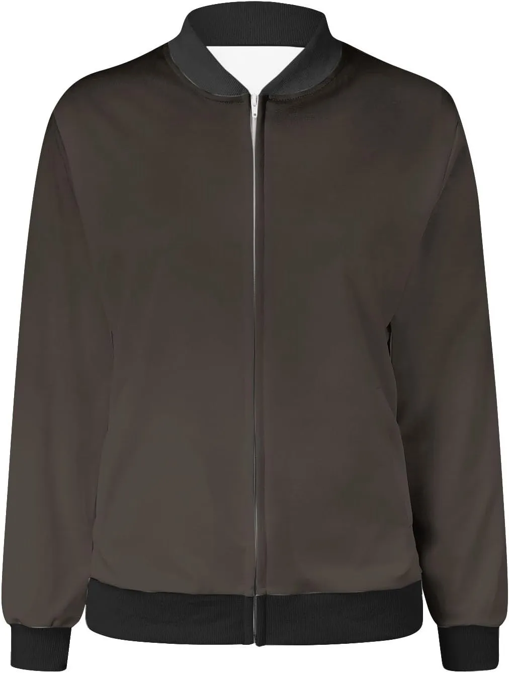 Womens Long Sleeve Lightweight Bomber Jacket Full Zip Up Casual Cropped Coat Fall Winter Fashion Solid Color Outerwear