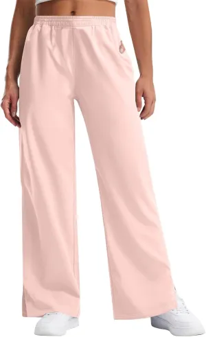 Women's Pants Casual Elastic Waist Drawstring Sumemr Pants Trendy Straight Wide Leg High Waisted with Pockets Trousers