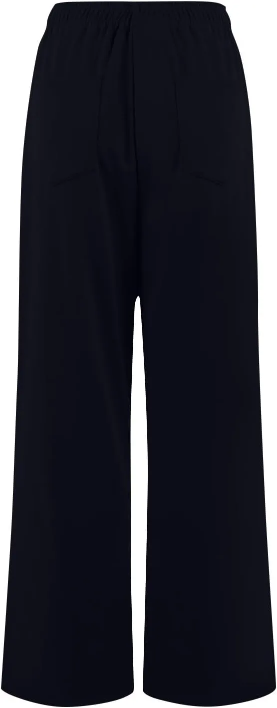 Women's Pants Casual Elastic Waist Drawstring Sumemr Pants Trendy Straight Wide Leg High Waisted with Pockets Trousers