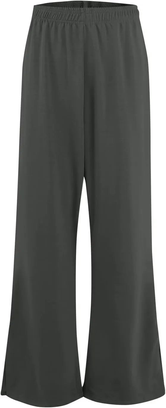 Women's Pants Casual Elastic Waist Drawstring Sumemr Pants Trendy Straight Wide Leg High Waisted with Pockets Trousers