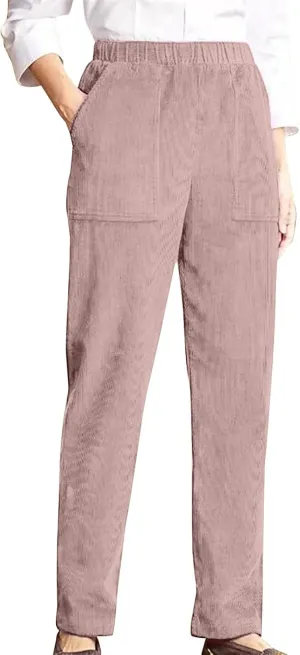 Women's Pants Elastic High Waist Vintage Fall Corduroy Pant Straight Wide Leg Baggy Winter Work Trouser with Pockets