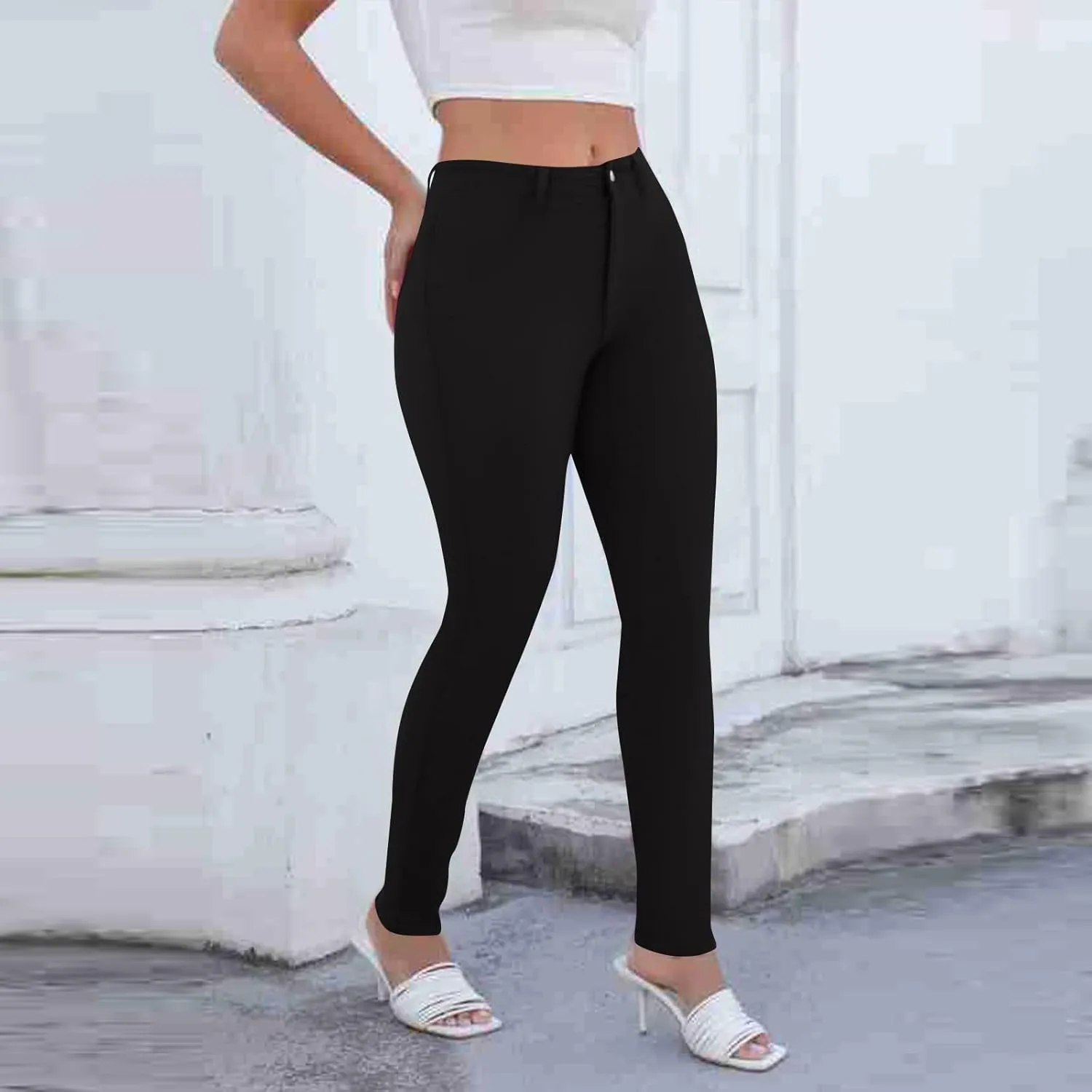 Women's Pants High Waisted Jeans Skinny Stretch Trendy Denim Pants with Pockets, S-2XL