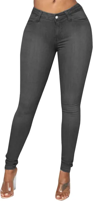 Women's Pants High Waisted Jeans Skinny Stretch Trendy Denim Pants with Pockets, S-2XL