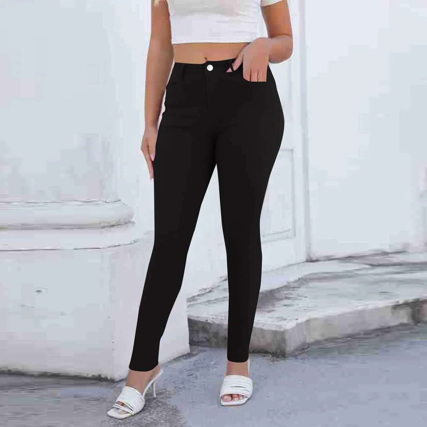 Women's Pants High Waisted Jeans Skinny Stretch Trendy Denim Pants with Pockets, S-2XL