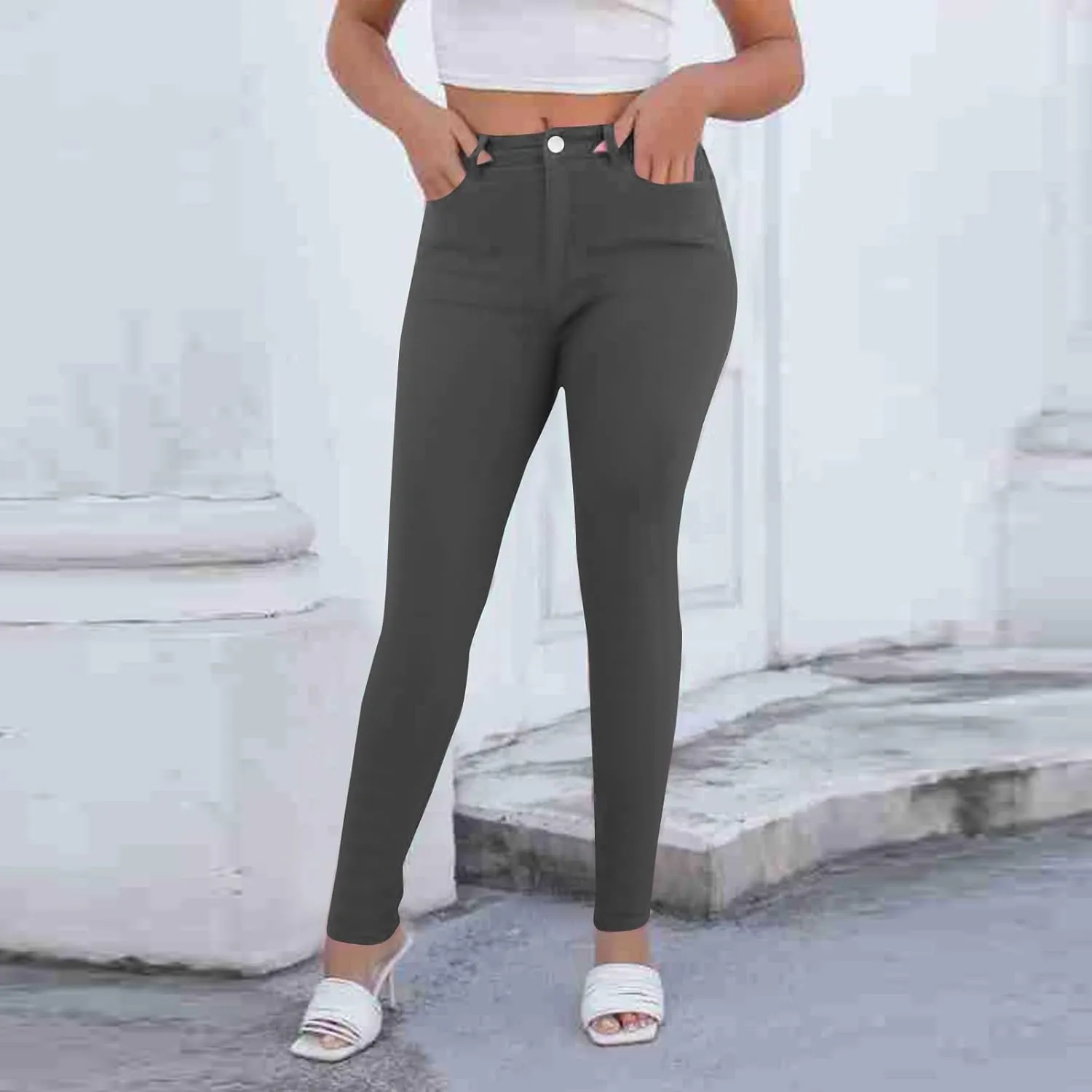 Women's Pants High Waisted Jeans Skinny Stretch Trendy Denim Pants with Pockets, S-2XL