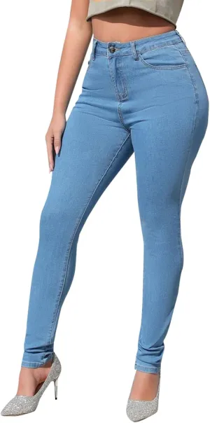 Women's Pants High Waisted Jeans Skinny Stretch Trendy Denim Pants with Pockets, S-2XL
