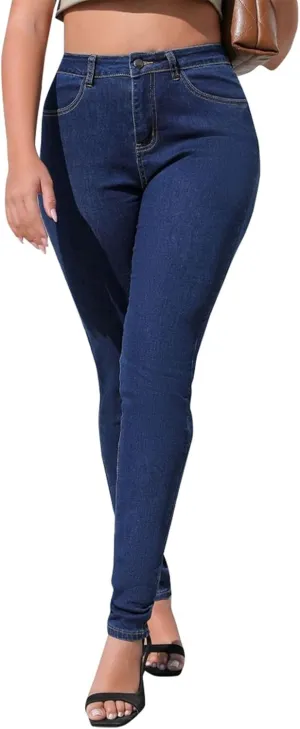 Women's Pants High Waisted Jeans Skinny Stretch Trendy Denim Pants with Pockets, S-2XL
